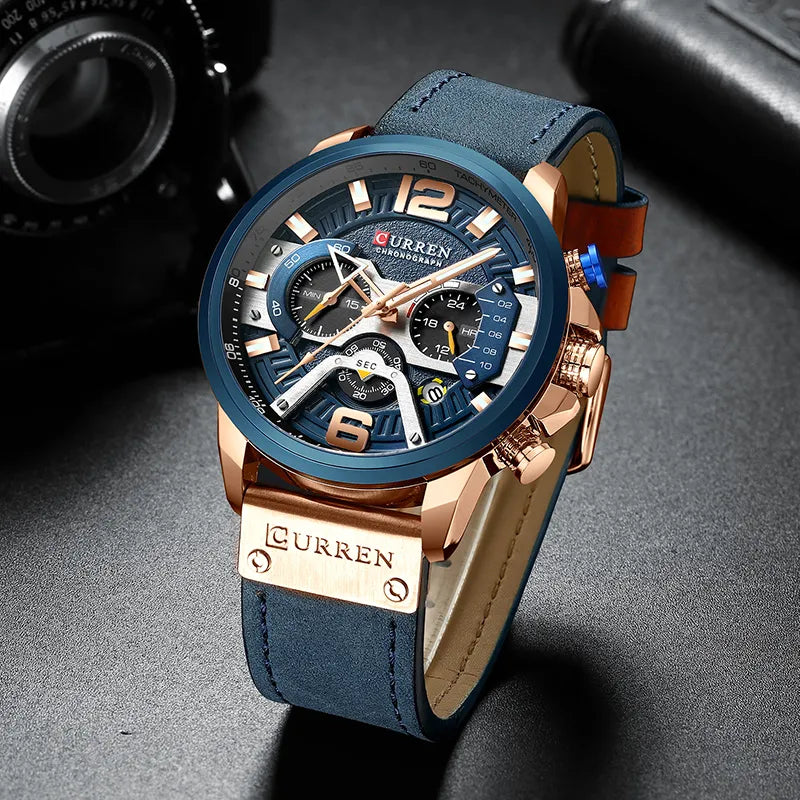 Men's Analog Leather Sports Watch