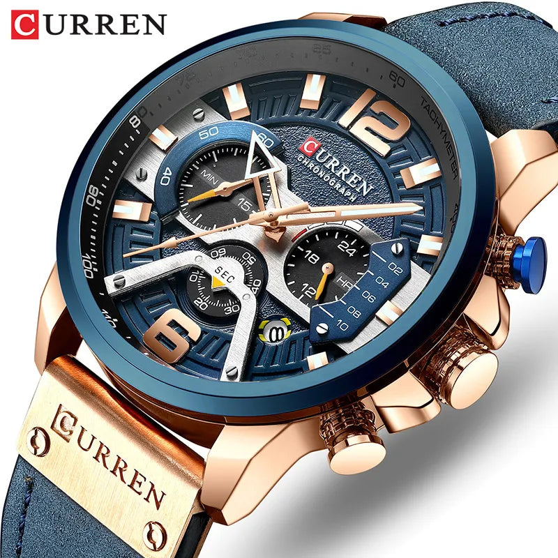 Men's Analog Leather Sports Watch