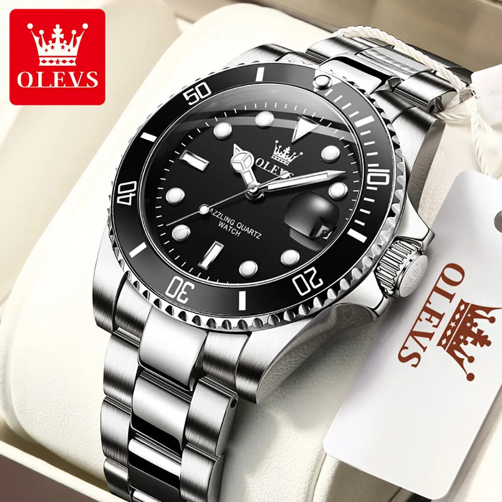 OLEVS Men Watch  Stainless Steel Quartz