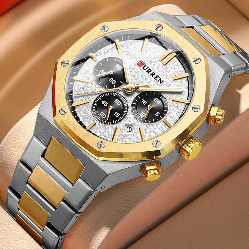 Quartz Octagon Chronograph Wristwatch